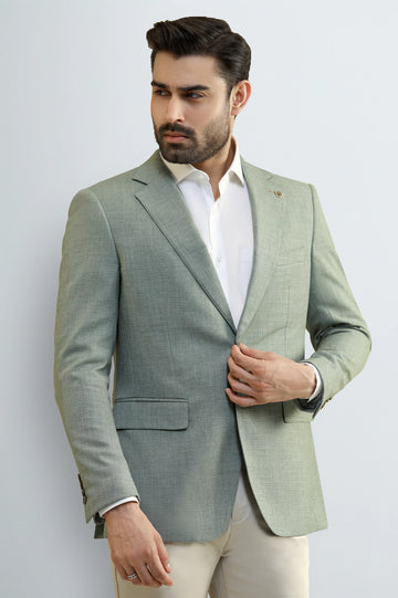 Men's Light Green Textured Blazer