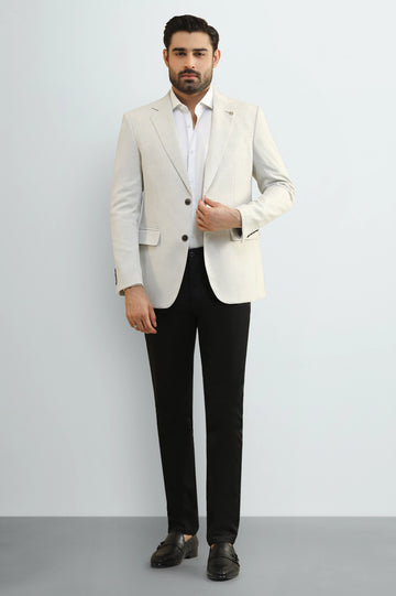 Men's White Textured Blazer