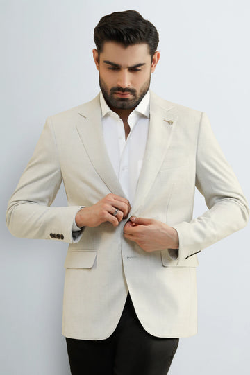 Men's White Textured Blazer