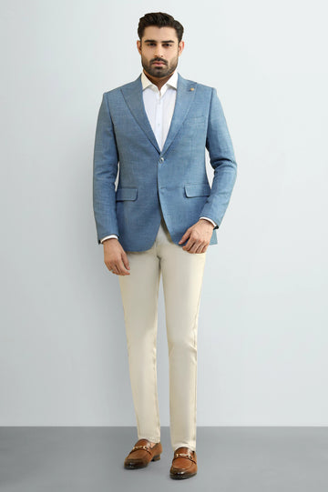 Men's Light Blue Textured Blazer