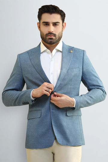 Men's Light Blue Textured Blazer