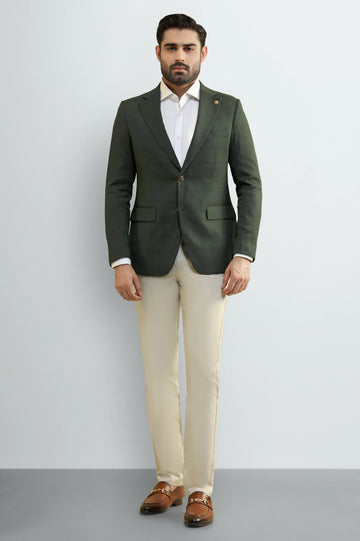 Men's Olive Green Textured Blazer