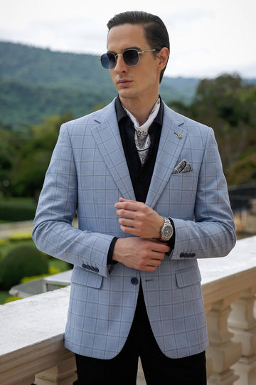 Light Blue Checked Blazer