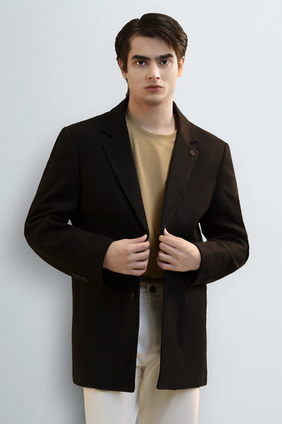 Men's Black Wool Blend Longline Coat Diners Pakistan Men's Black Wool Blend Longline Coat Diners Pakistan