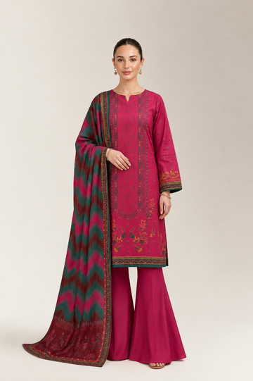Printed Lawn-Pink Unstitched 3PC