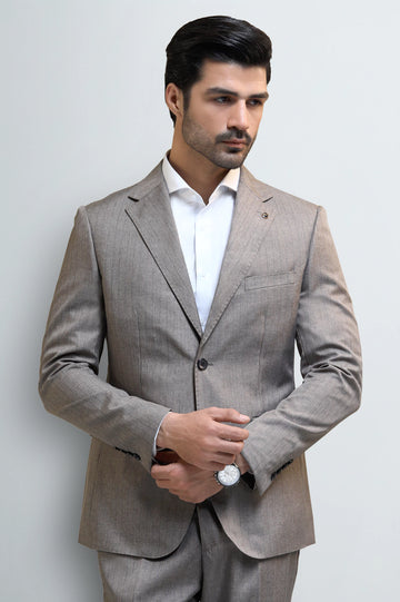 Men's Brown Striped 2-Piece Suit