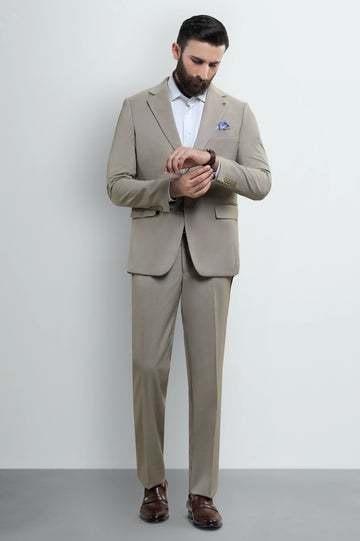 Mens Fawn Plain 2PC Suit