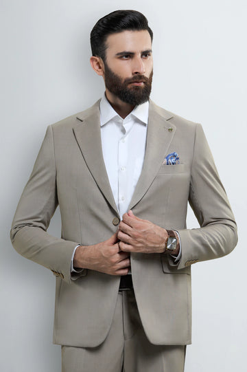 Mens Fawn Plain 2PC Suit