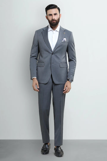 Mens Grey Plain 2PC Suit