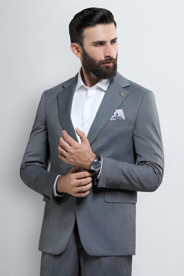 Mens Grey Plain 2PC Suit