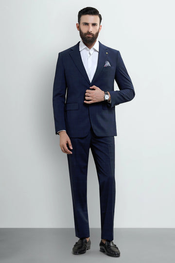 Mens D-Blue Check 2PC Suit