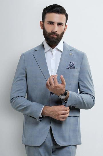 Mens Light Grey Check 2PC Suit