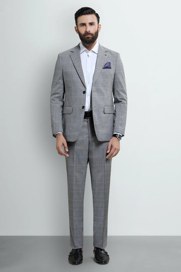 Mens Light Brown Check 2PC Suit