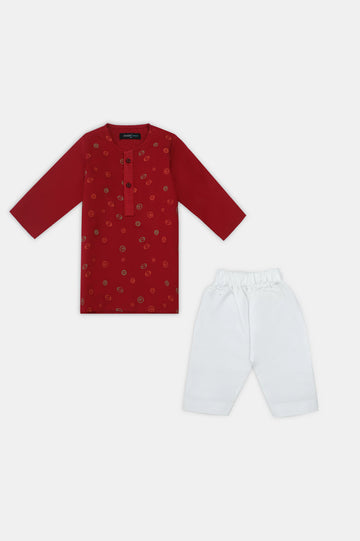 Red Infant Screen Printed Kurta Shalwar