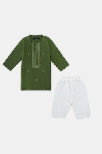 Green Infant Screen Printed Kurta Shalwar
