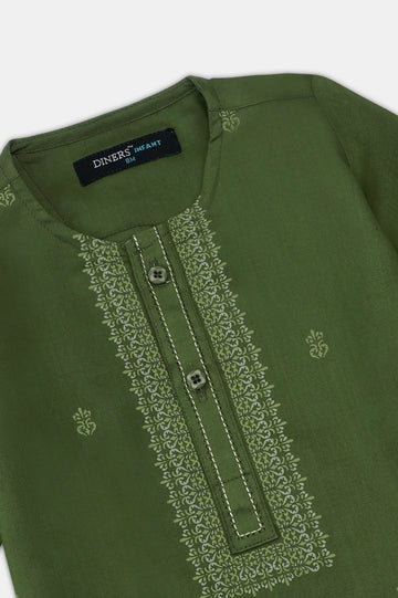 Green Infant Screen Printed Kurta Shalwar