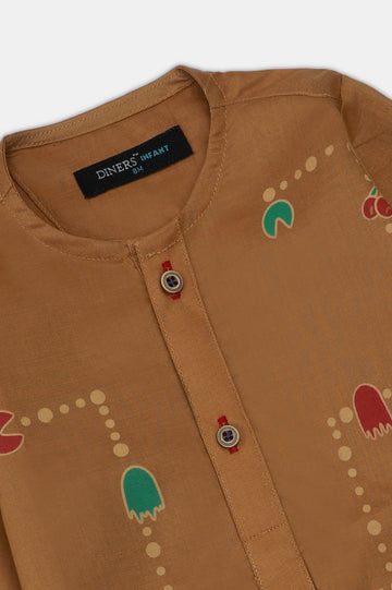 D-Brown Infant Screen Printed Kurta Shalwar