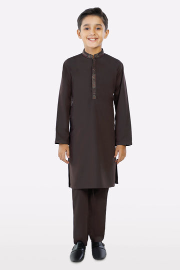 Dark Brown Boys Kurta Pajama