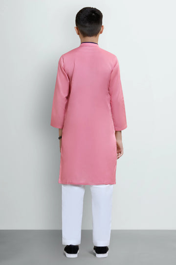 D-Pink Boys Screen Printed Kurta Pajama