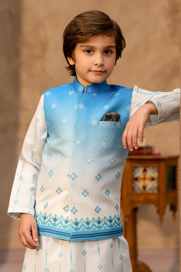 Ash Grey Boys Kameez Shalwar With Waistcoat