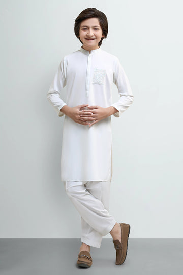 Off White Boys Kameez Shalwar