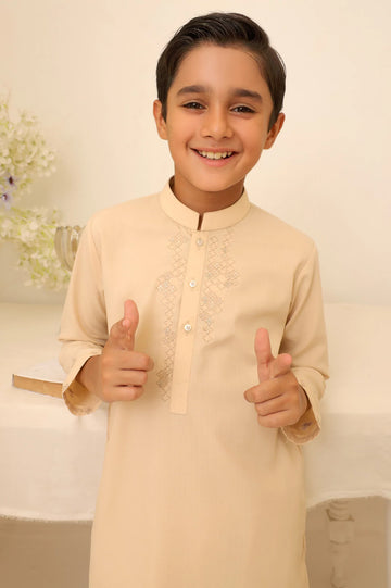 Light Fawn Boys Kurta Shalwar