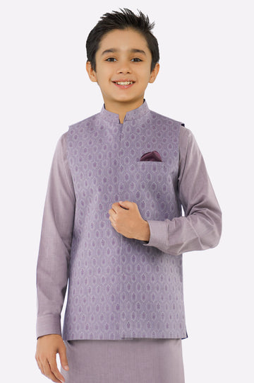 Light Purple Boys Kurta Pajama With Waistcoat