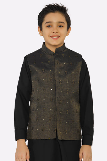 Black Boys Kameez Shalwar With Waistcoat