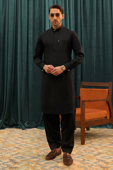 Black Wash & Wear Shalwar Kameez