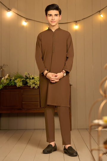 Brown Teens Kurta Pajama