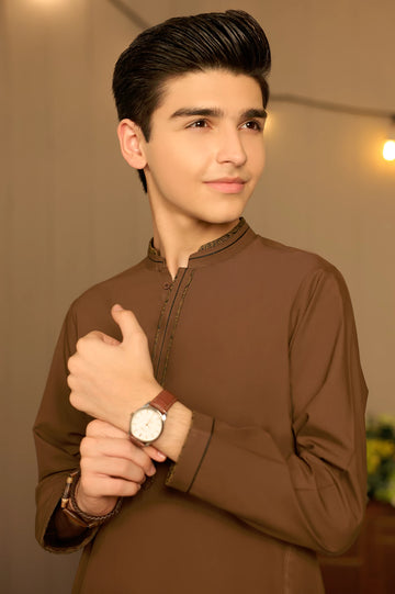 Brown Teens Kurta Pajama