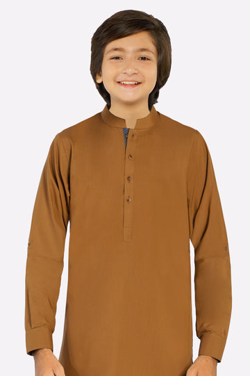 Brown Teens Kurta Pajama