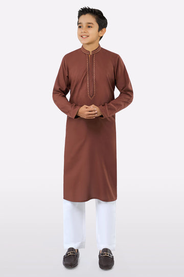 Brown Teens Kurta Pajama