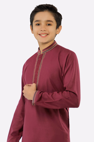 Maroon Teens Kurta Pajama
