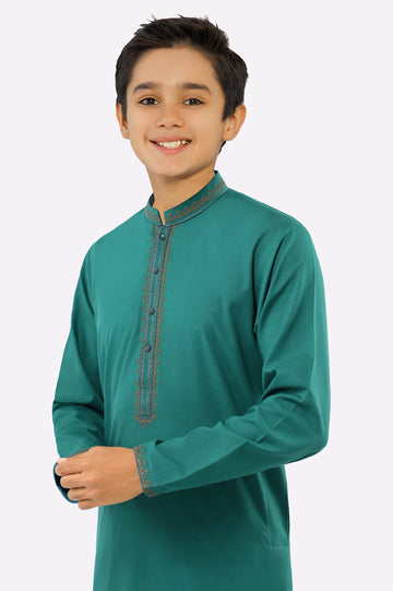 Green Teens Kurta Pajama