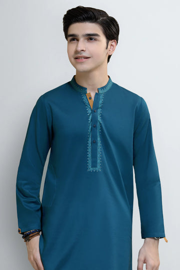 Teal Blue Teens Kurta Pajama