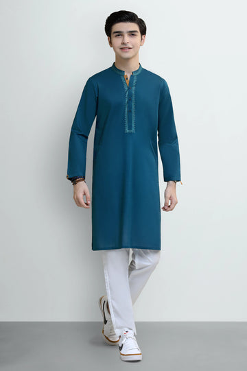 Teal Blue Teens Kurta Pajama