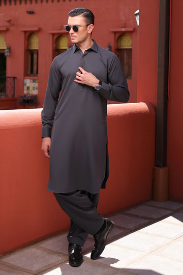 Dark Grey Wash & Wear Shalwar Kameez