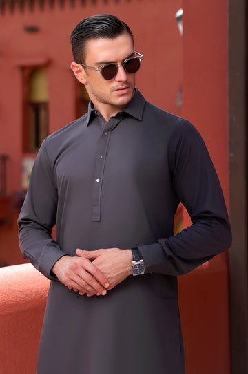 Dark Grey Wash & Wear Shalwar Kameez