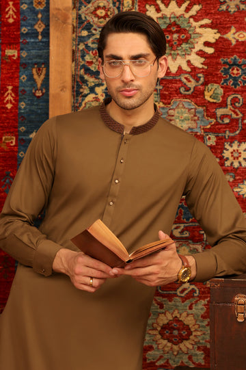 Brown Wash & Wear Shalwar Kameez