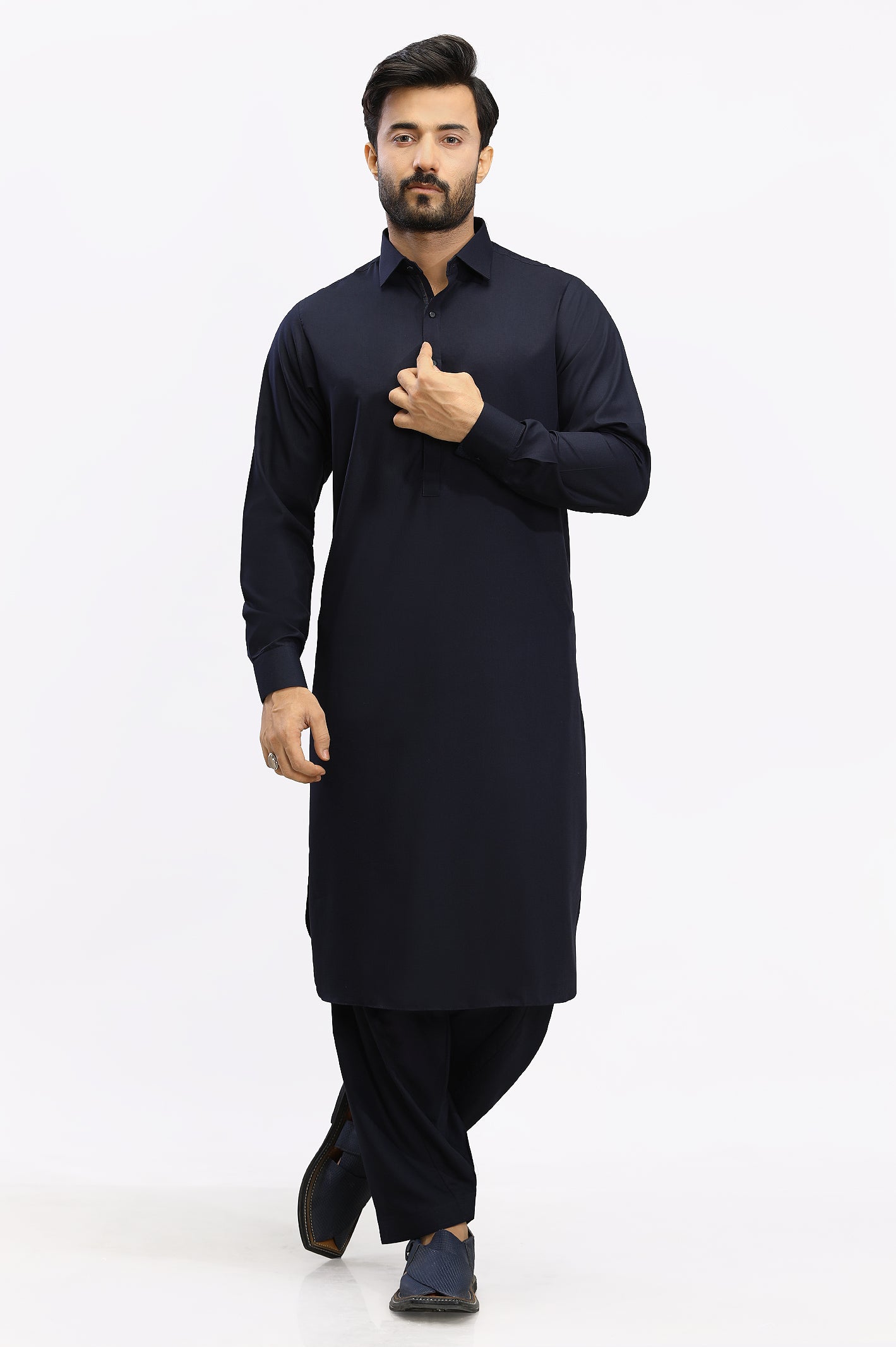 Navy Blue Wash & Wear Shalwar Kameez From Diners