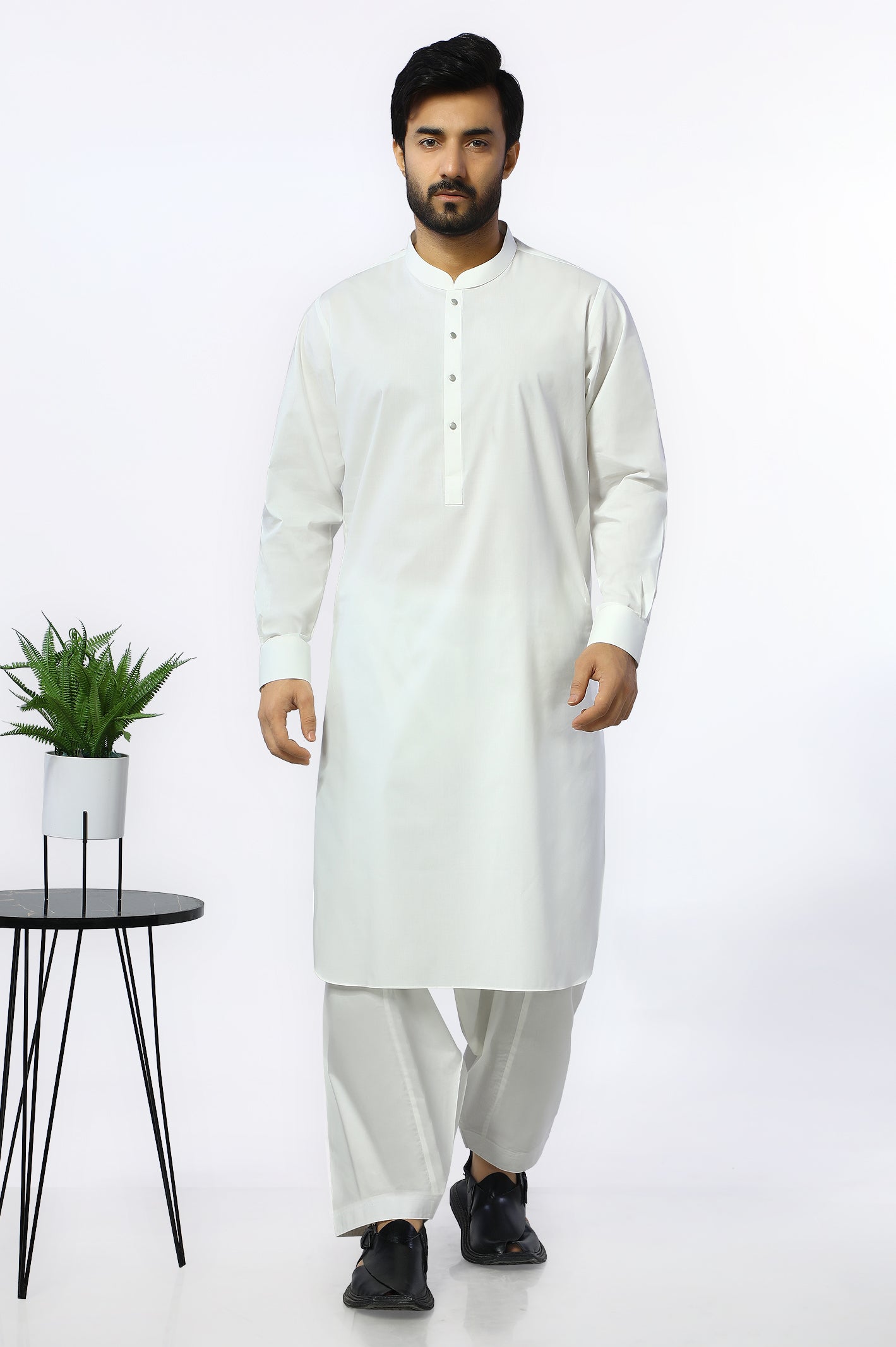 Off White Cotton Shalwar Kameez From Diners