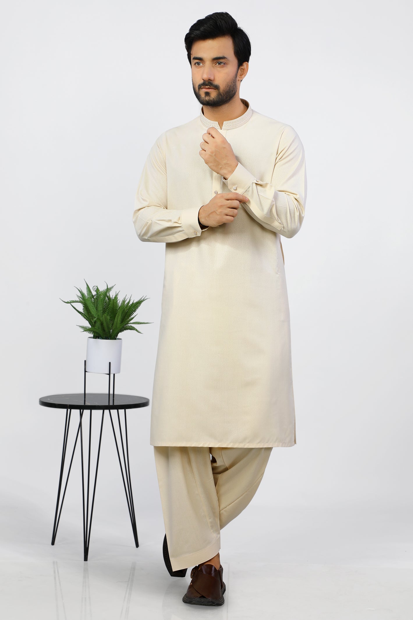 Mens Fawn Shalwar Kameez 