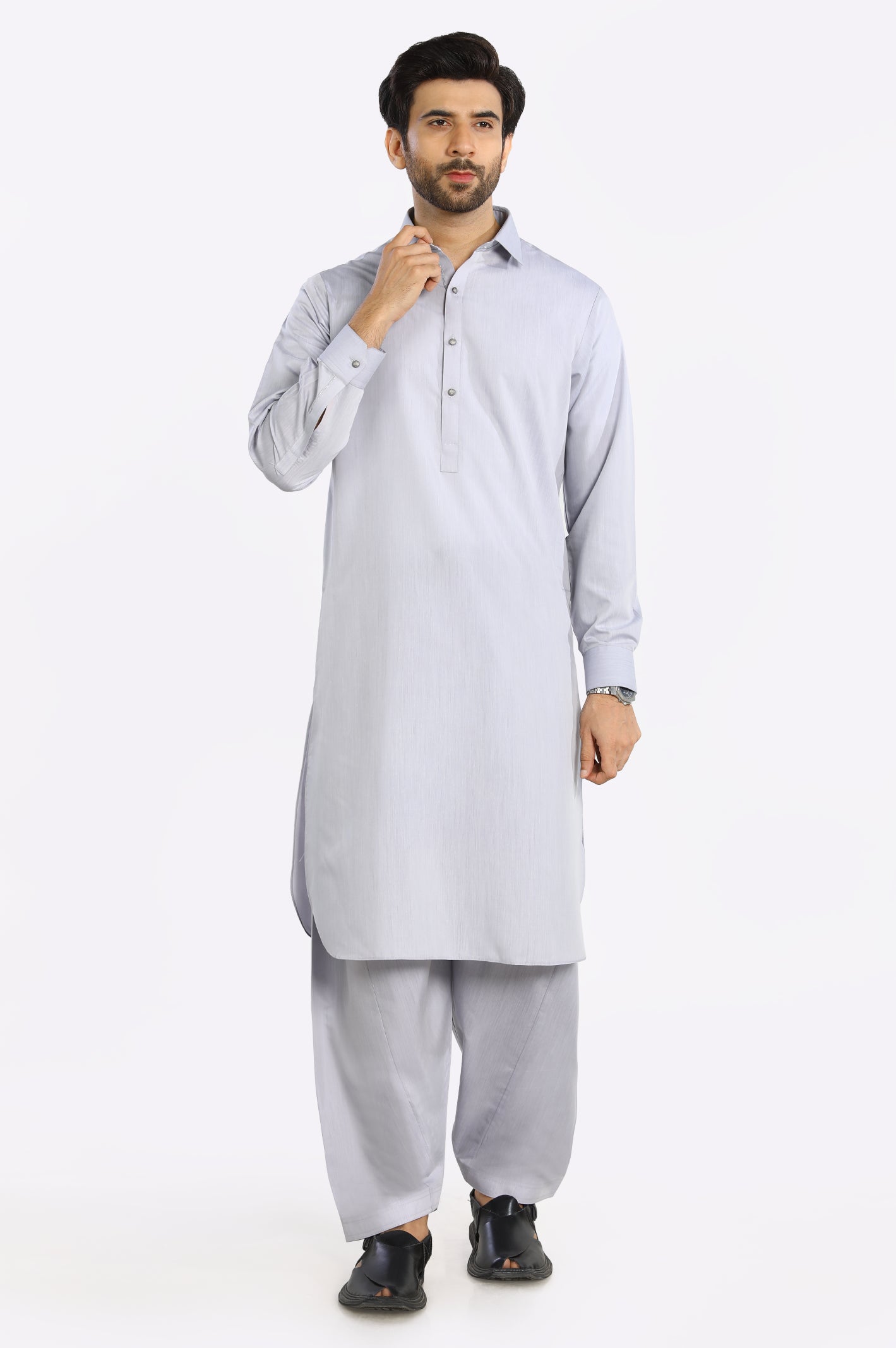 Light Grey Rayon Blend Shalwar Kameez From Diners