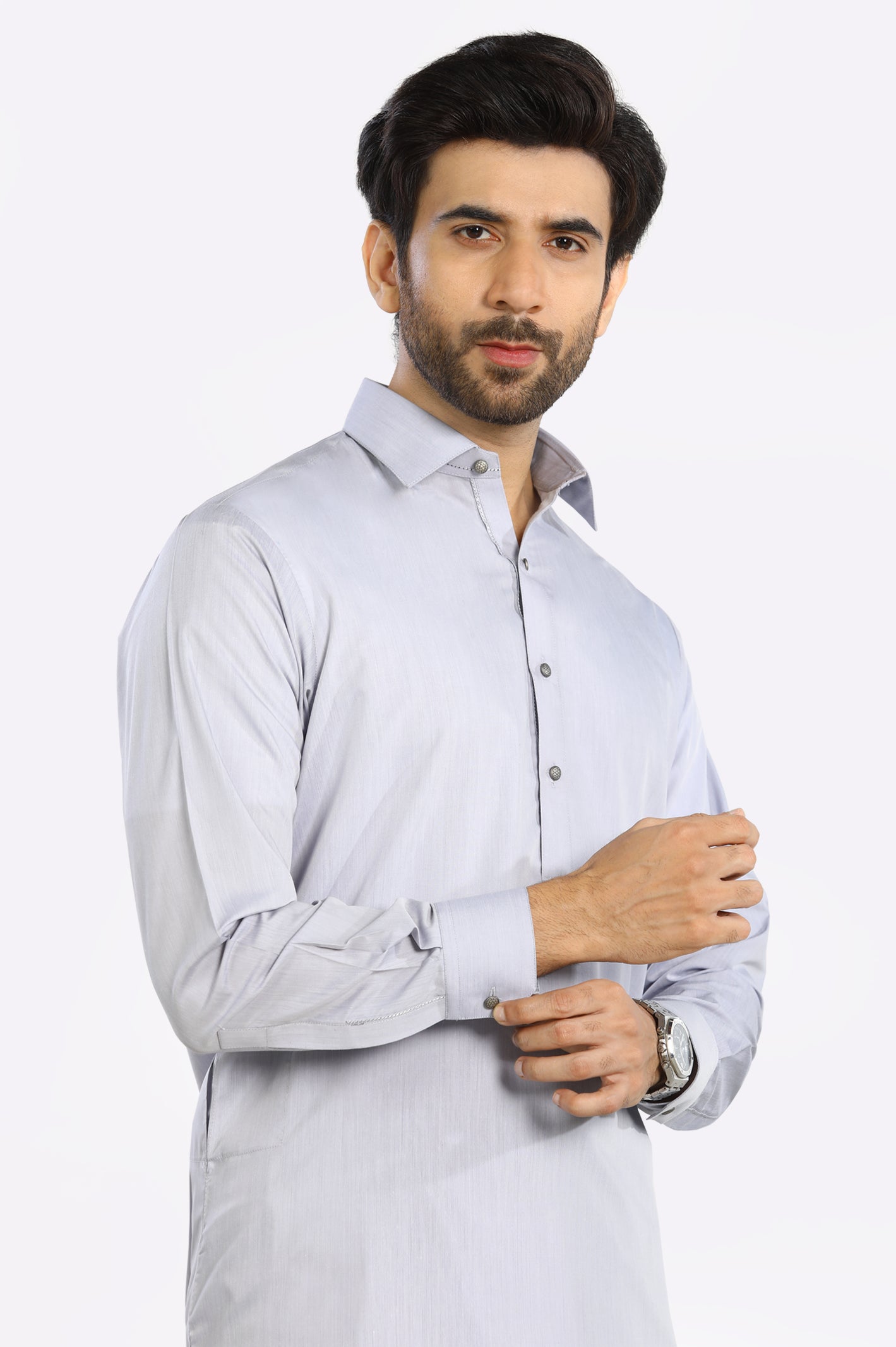 Light Grey Rayon Blend Shalwar Kameez From Diners