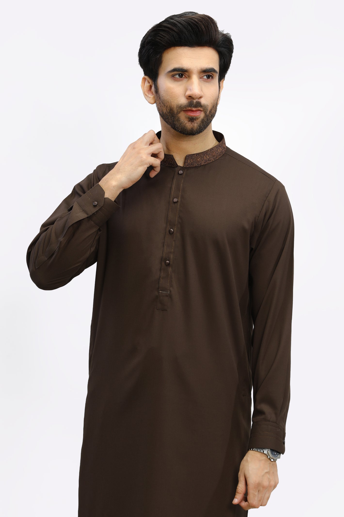 Chocolate Brown Blended Shalwar Kameez