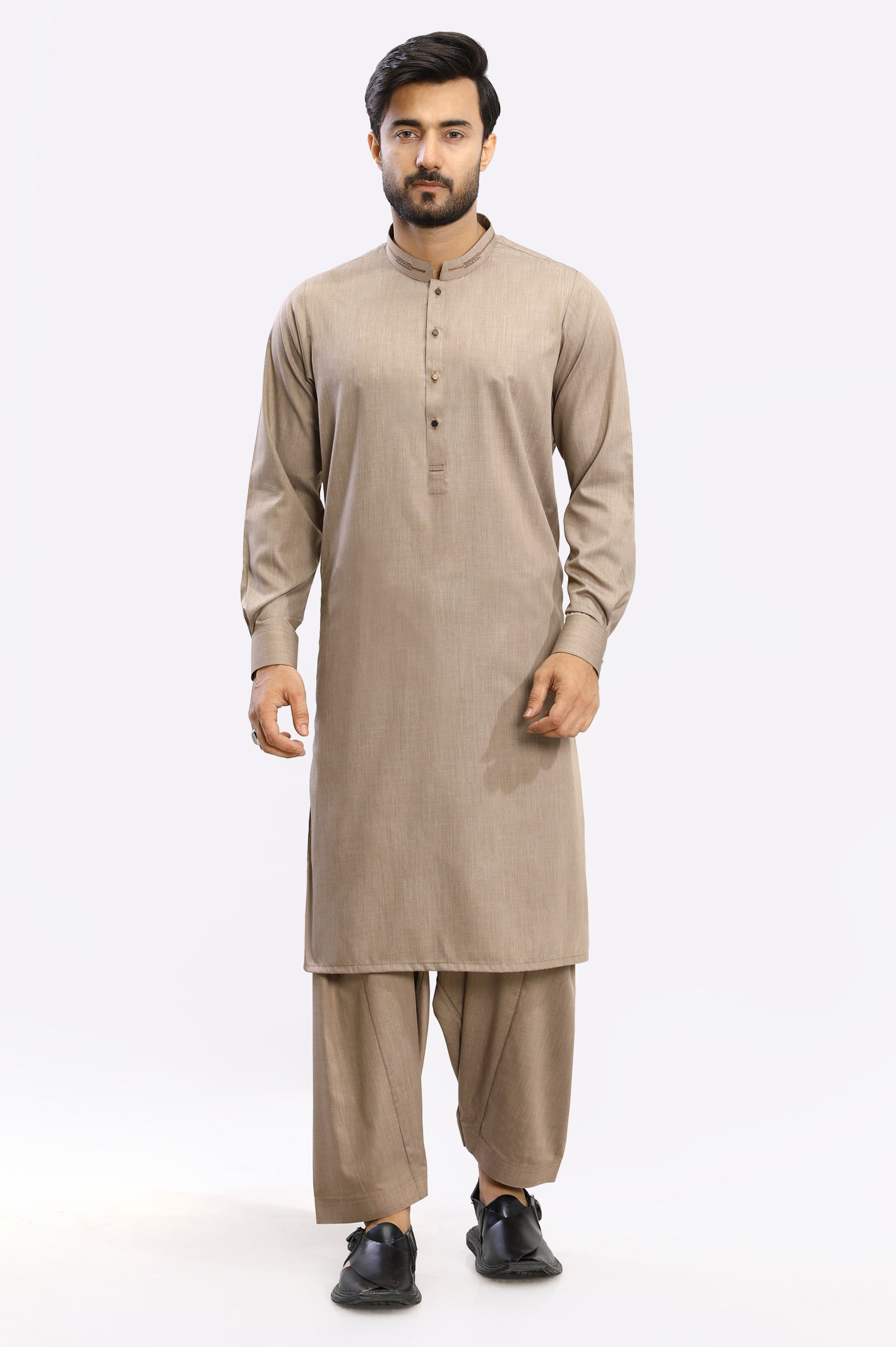 Brown Wash & Wear Shalwar Kameez From Diners