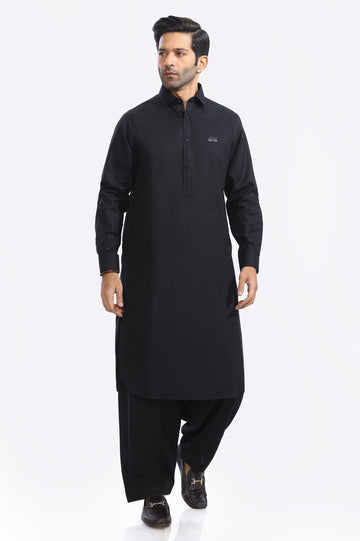 Mens Shalwar Kameez Black Cotton 
