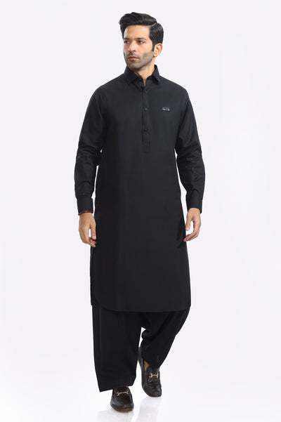 Mens Shalwar Kameez Black Cotton 