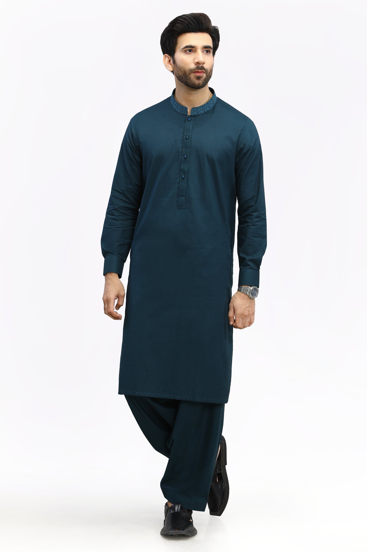 Teal Blended Shalwar Kameez From Diners